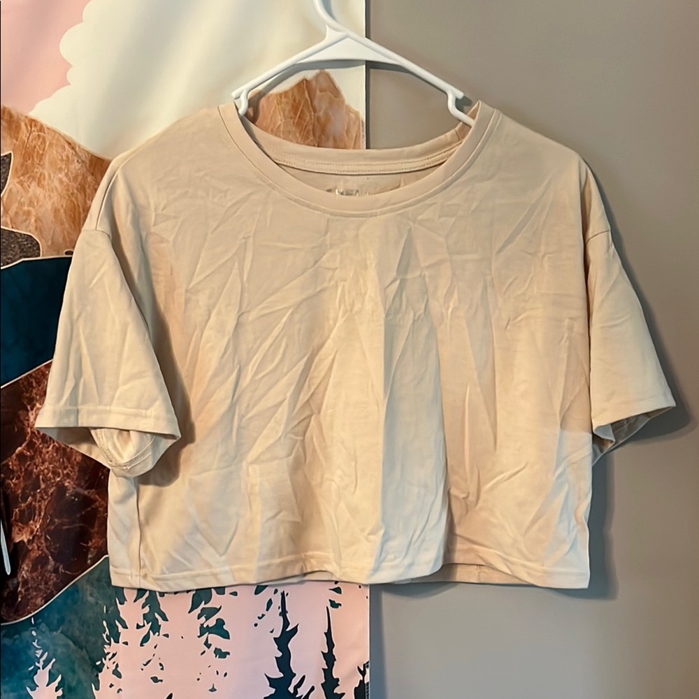 Casual Beige Crop Top